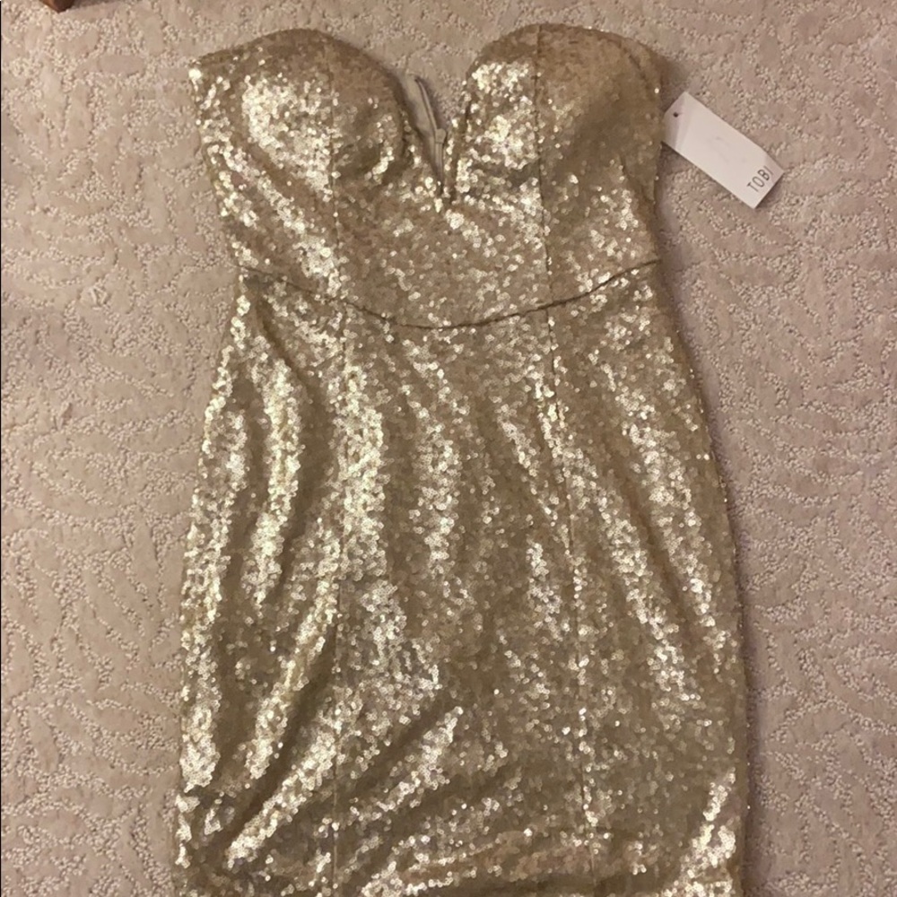 Gold sequined mini dress